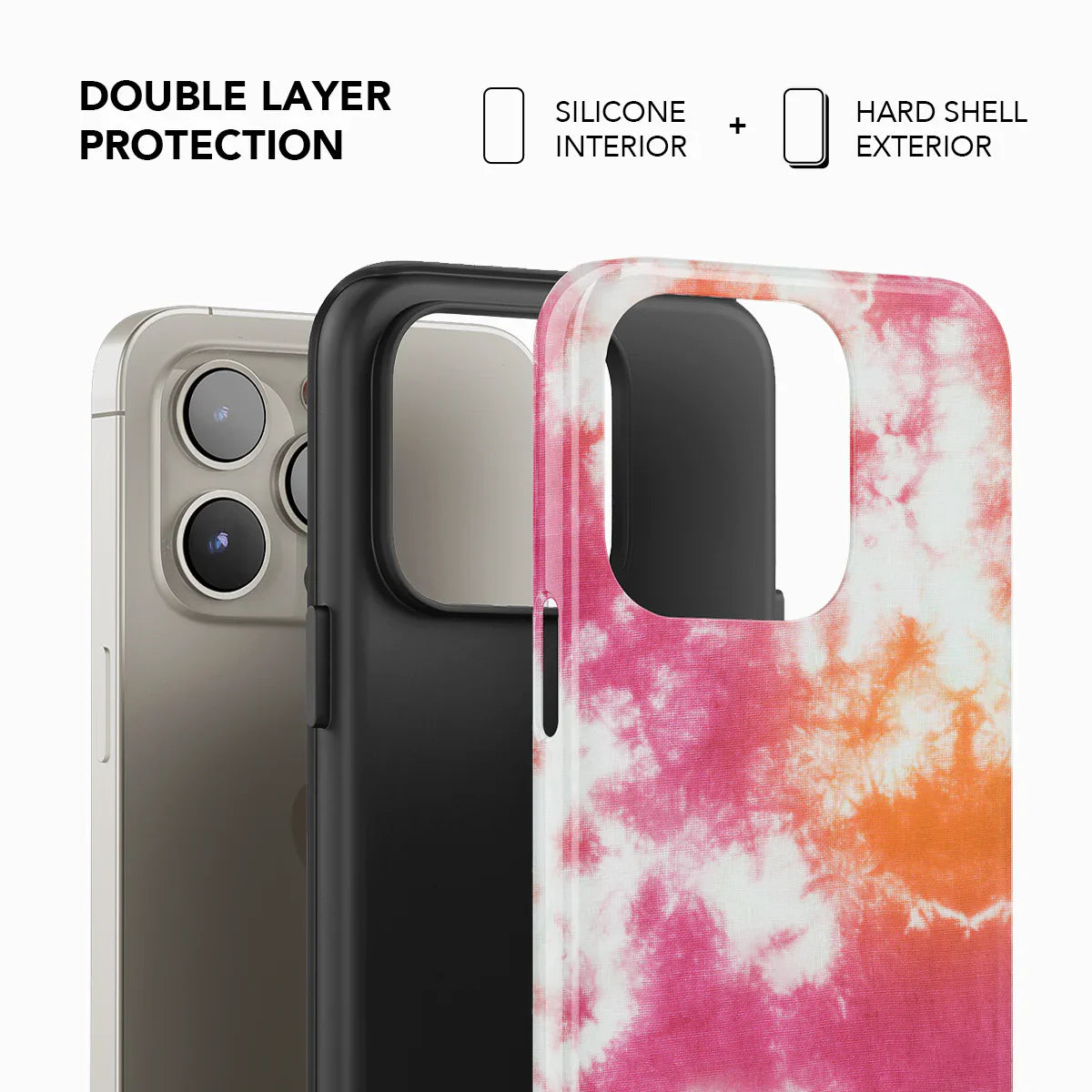 Pink Orange Tie Dye Hard Phone Cases iPhone 14 Pro Max / Snap / Glossy