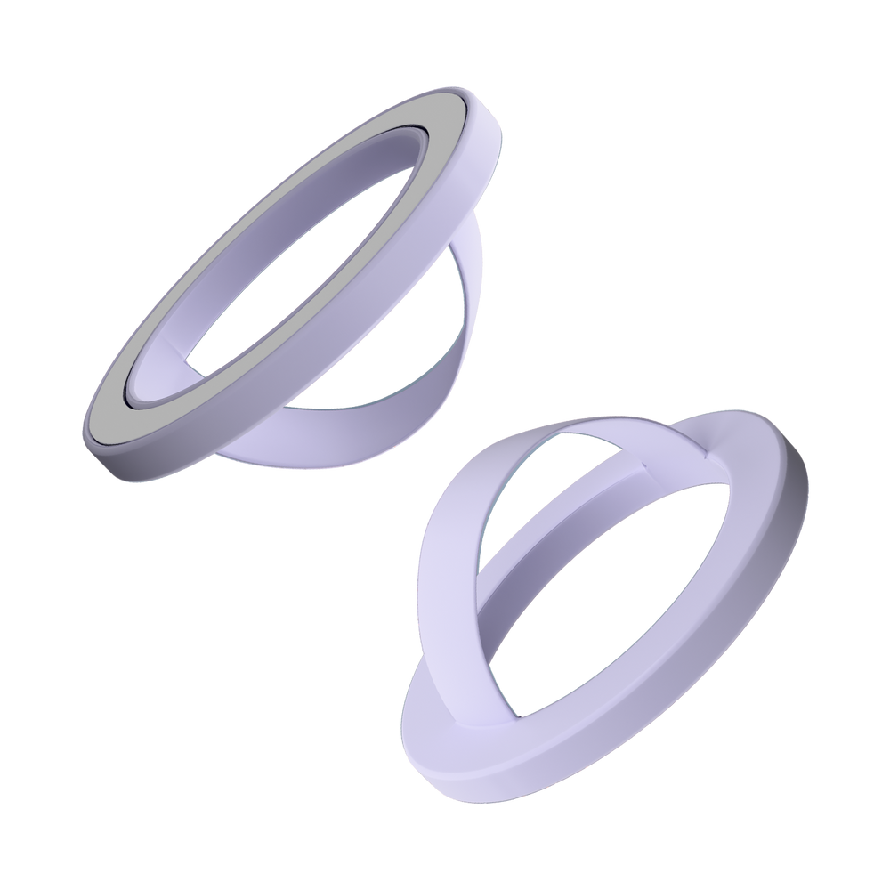 Front and back of the lilac matte liquid silicone magnetic ring and finger loop