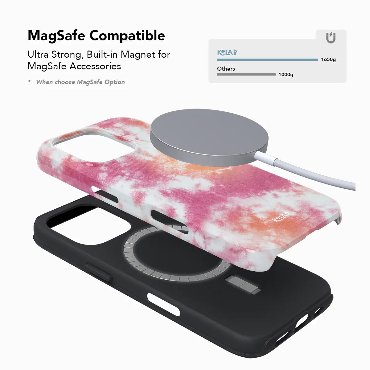 Phone case with MagSafe-compatible design on a white background