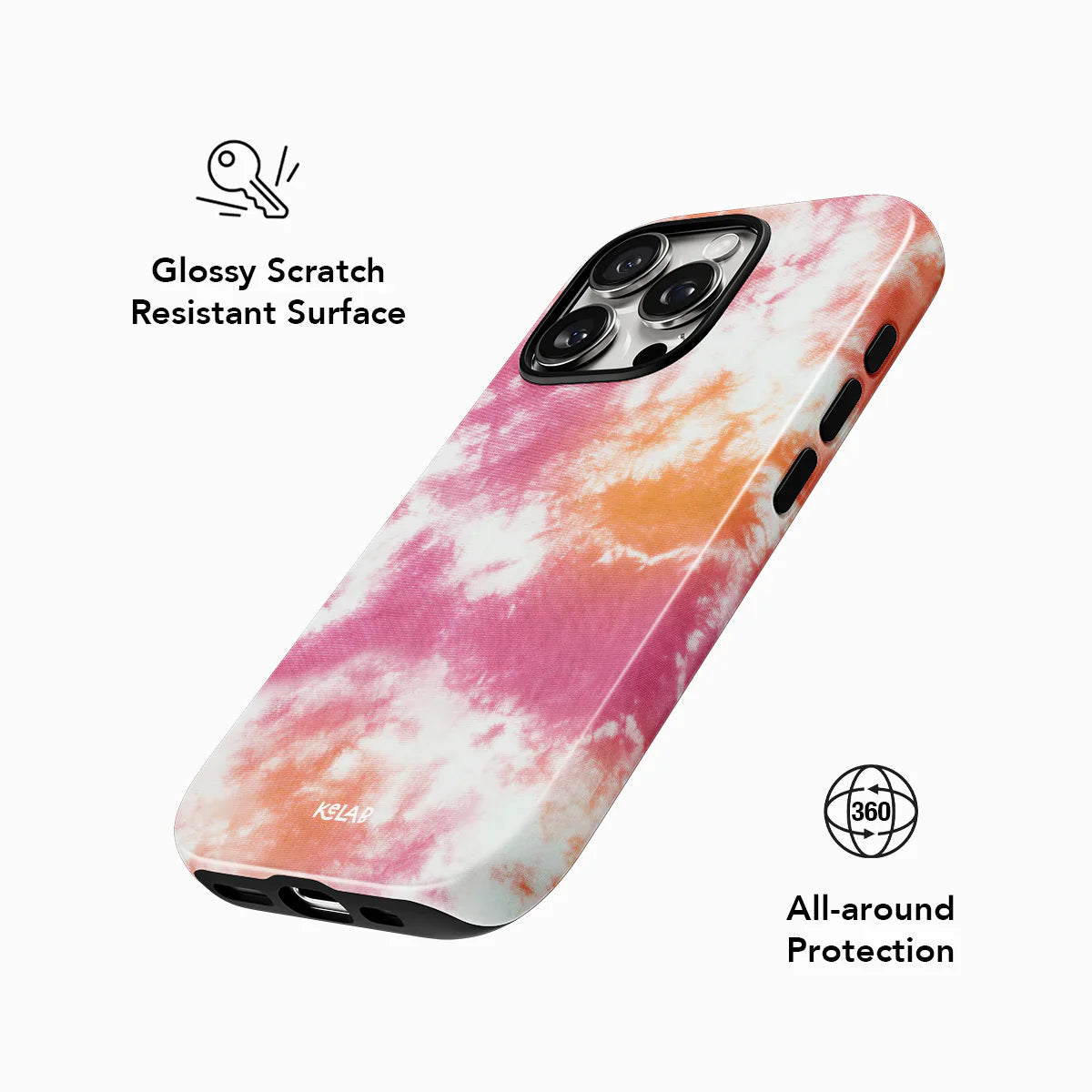 Pink Orange Tie Dye Hard Phone Cases iPhone 14 Pro Max / Snap / Glossy