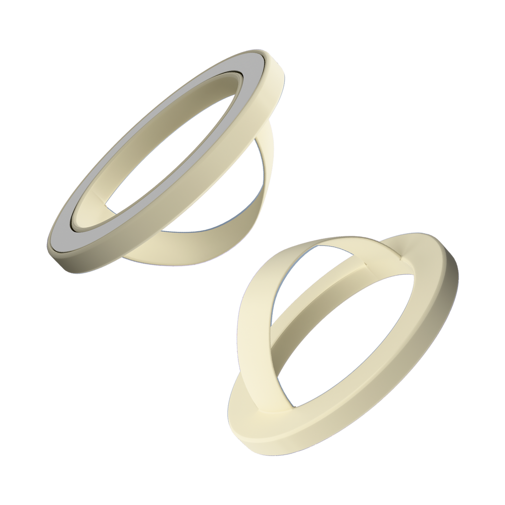 Front and back of the butter yellow matte liquid silicone magnetic ring and finger loop